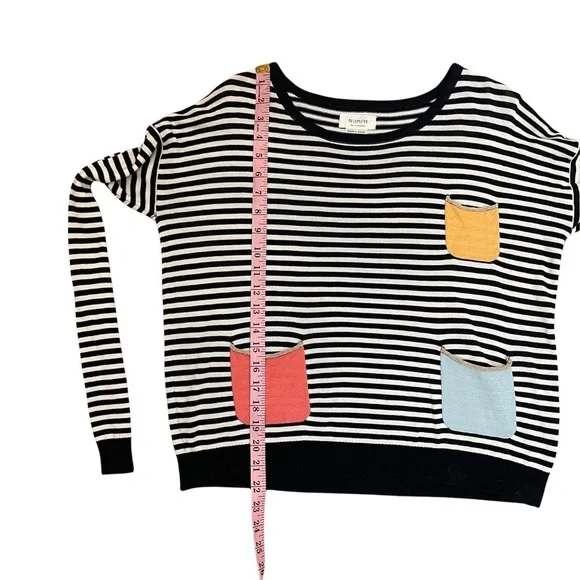 Numph‎ Anthropologie Black & White Striped Julienne Sweater - Picture 8 of 9